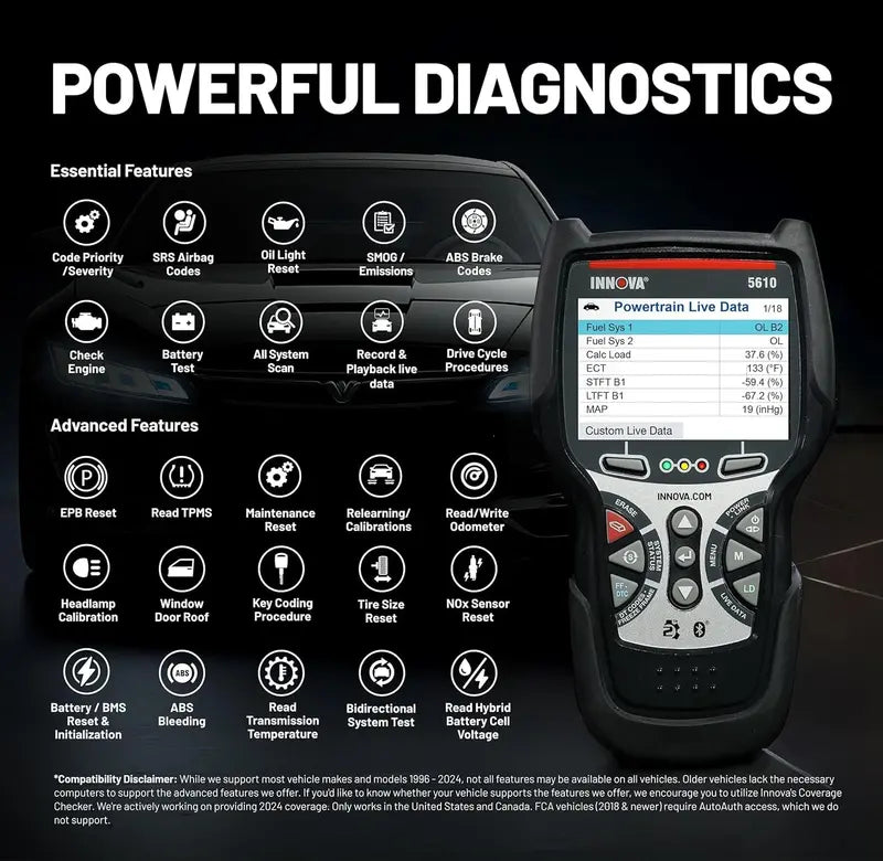 Innova 5610 OBD2 Scan Tool – Bidirectional Diagnostics with Lifetime Software Updates & Tech Support