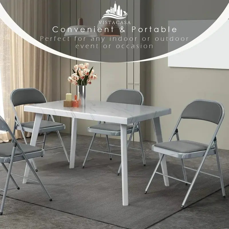 Set of Six Black Folding Chairs — Leather-Upholstered Event Seating for Weddings, Offices & Gatherings
