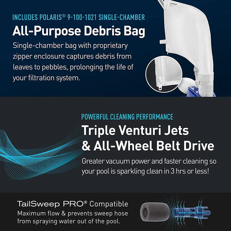 Polaris Vac-Sweep 360 Pressure-Side In-Ground Pool Cleaner – Triple-Jet Propulsion System