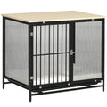 PawHut Hundekäfig, Hundebox, wasserabweisende Matte, herausnehmbare Bodenwanne, verriegelbar, Schwarz, 80 x 55 x 71 cm