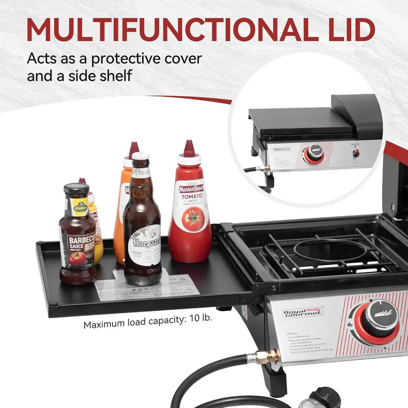 Royal Gourmet PD1305H 3-Burner Propane Grill & Griddle Combo – Lid-Integrated 3-in-1 Cooking Station