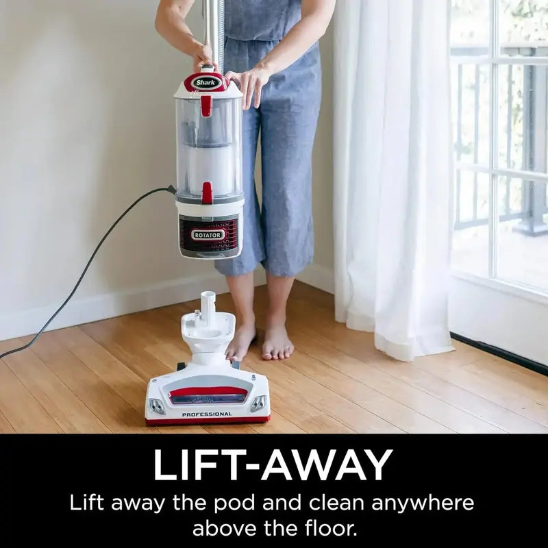Shark NV501 Rotator Professional Lift-Away Vacuum – HEPA Filtration, Swivel Steering, LED Headlights, and Attachments (White/Red)