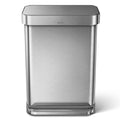 simplehuman 55L Rectangular Step Trash Can with Liner Pocket Brushed Stainless Steel