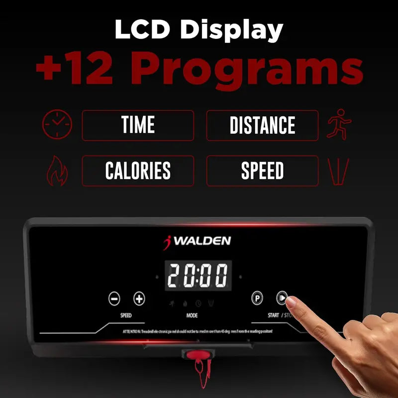Walden Sports Folding Electric Treadmill — Lightweight Portable Running Machine with LCD Monitor and Handlebars
