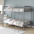 Off-White Twin-Over-Full Metal Bunk Bed – Space-Saving Dorm or Kids' Room Solution by DHP Dusty