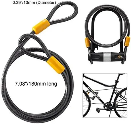 Via Velo Heavy-Duty 14mm U-Lock with 10mm Cable, Mounting Bracket for Road, Mountain, Electric & Folding Bikes