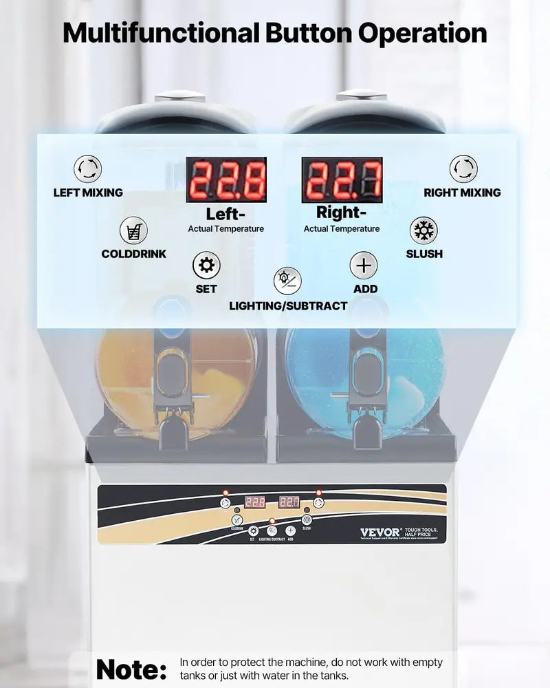 VEVOR Commercial Slushy Machine – 30L Dual-Tank Margarita & Frozen Drink Maker (120 Servings), Stainless Steel for Bars, Cafés, and Parties