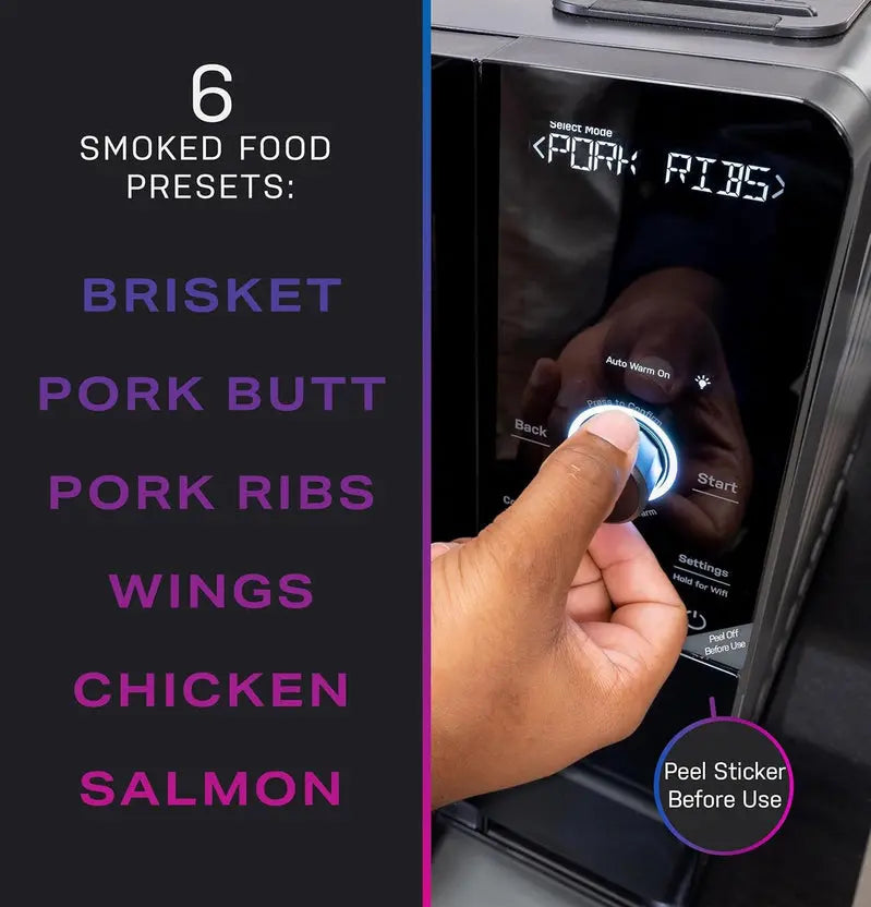 Smart Countertop Pellet Smoker with WiFi Connectivity, Active Smoke Filtration, and 5 Adjustable Smoke Levels