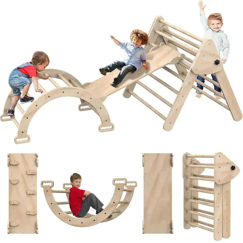 Montessori Wooden Triangle Climber – Multi-Age Developmental Play Equipment