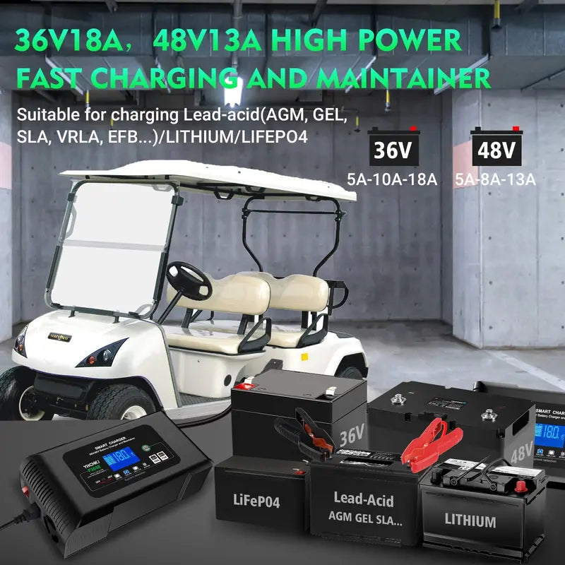YHCHKJ 36V/48V Golf Cart Charger 18-Amp Smart Charger, Golf Car Battery Charger,Trickle Charger