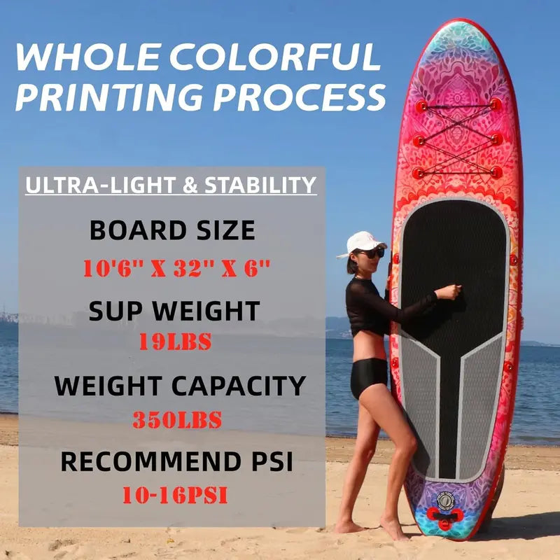 Wide Inflatable SUP Board Bundle – Comes with Carry Bag, Hand Pump, 10L Dry Bag & Height-Adjustable Paddle
