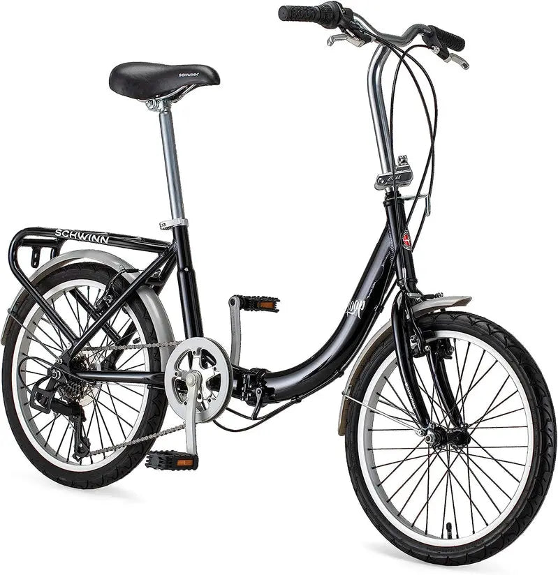 Schwinn Loop Folding Adult Bike – 20-Inch Wheels, 7-Speed Shimano Drivetrain, Lightweight Aluminum Frame