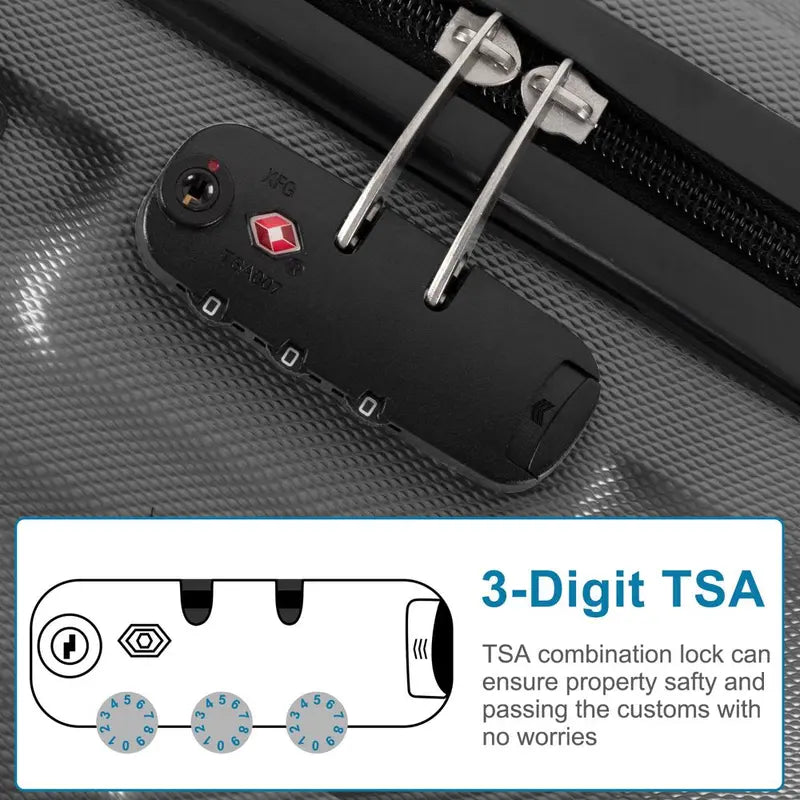 Zimtown 4 Piece Luggage Set, ABS Hard Shell Suitcase Luggage Sets Double Wheels with TSA Lock