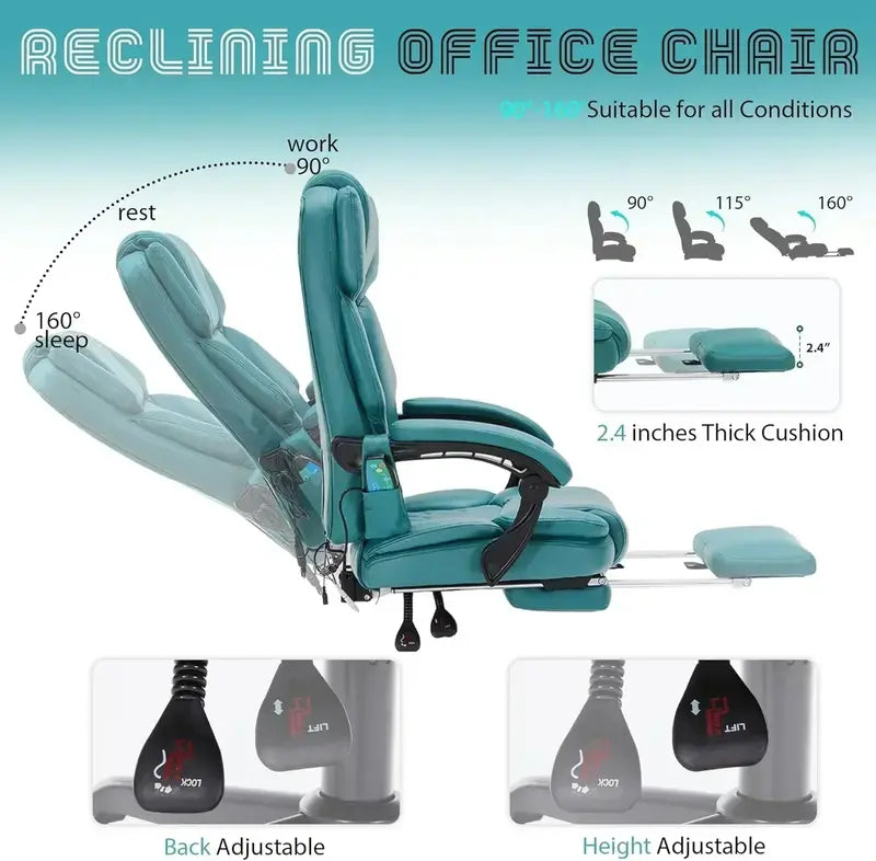 Vibrating Office Chair – 6-Point Heating & Massage Function for Home or Workspace