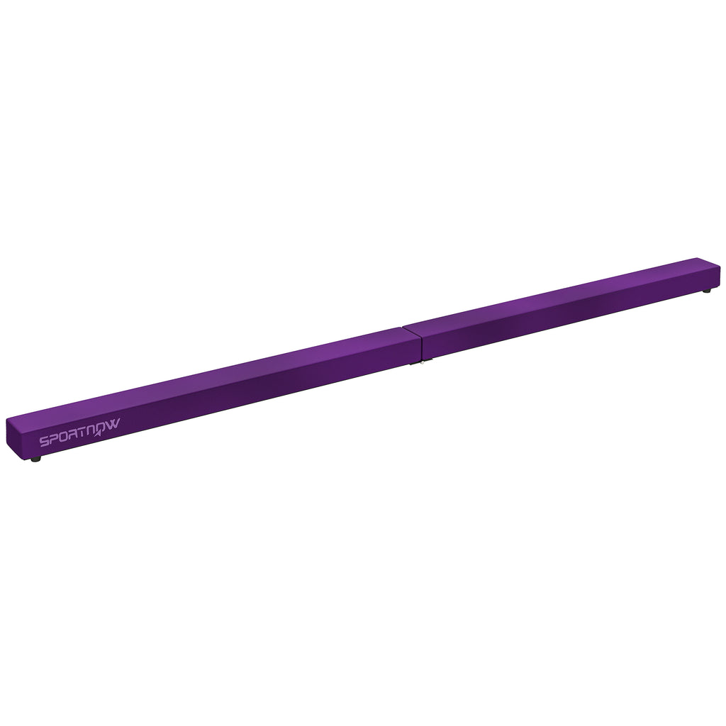 SPORTNOW Faltbarer Turnbalken 210 cm aus Samt, Balance Beam mit rutschfestem Boden, für Kinder und Erwachsene, Violett