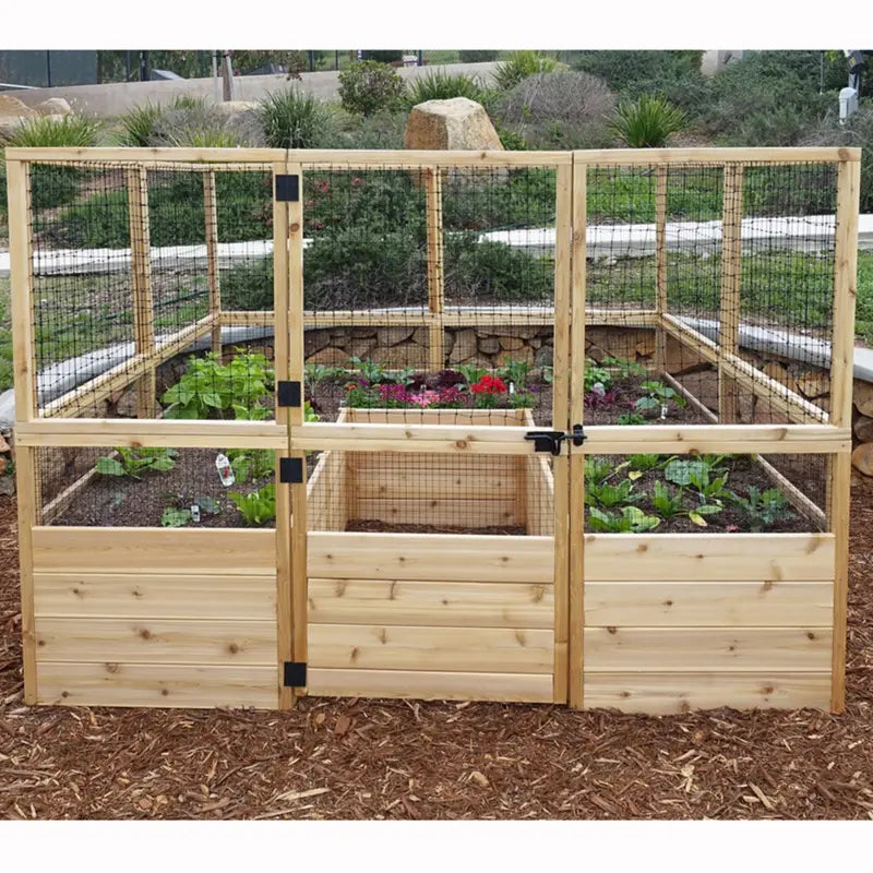 Outdoor Living Today Raised Cedar Garden Bed with Deer Fencing Kit – 8 x 8 ft.