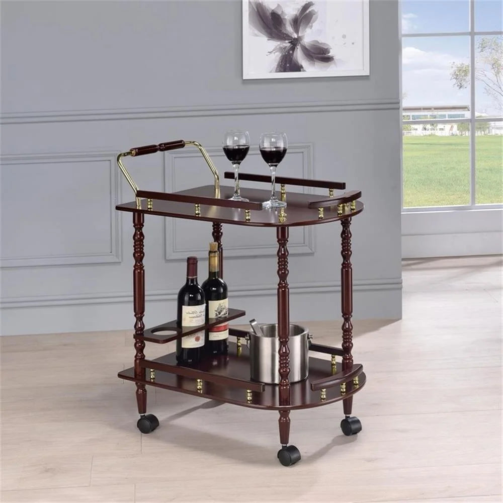 Recreation Room Traditional Merlot Serving Cart