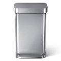 simplehuman 45 Liter Rectangular Kitchen Step Soft-Close Brushed Stainless Steel with Plastic Lid Hands-Free Trash Can