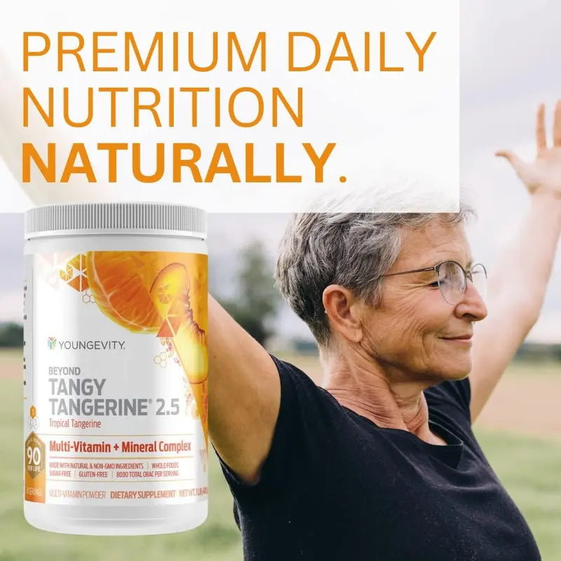 Youngevity Beyond Tangy Tangerine 2.5 Powder, Tropical Tangerine Flavor, Ultimate Multi-Vitamin & Mineral Complex, Gluten-Free, 8,000 ORAC