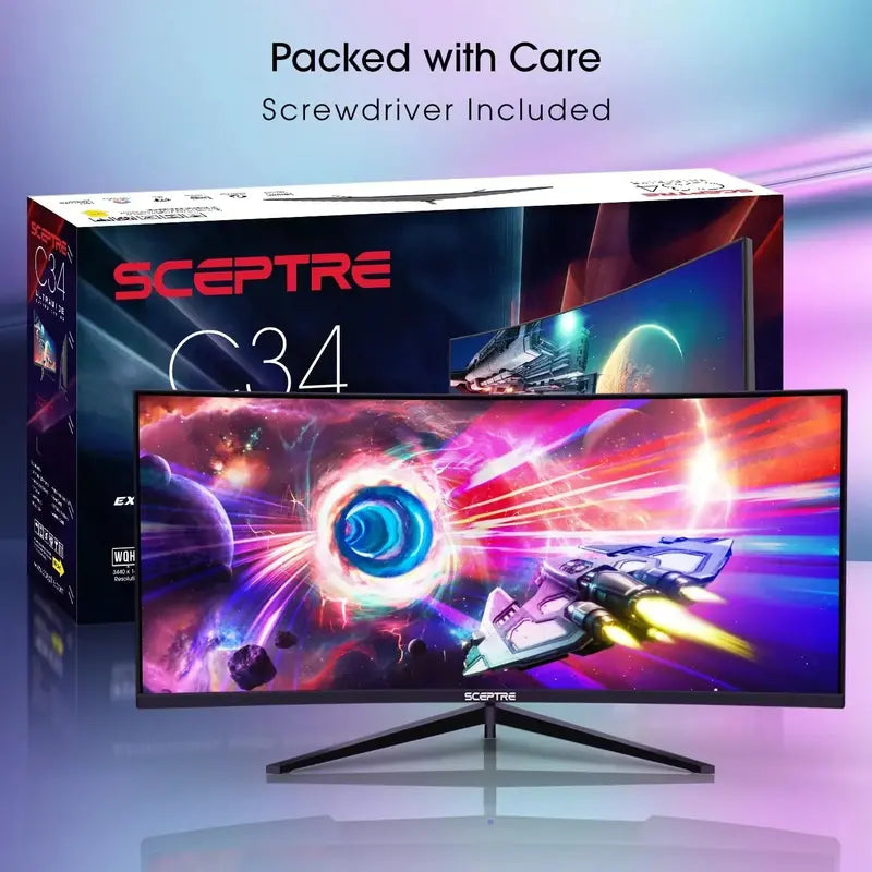 Sceptre 34-Inch Ultrawide WQHD Gaming Monitor – 165Hz Refresh Rate, Curved Design