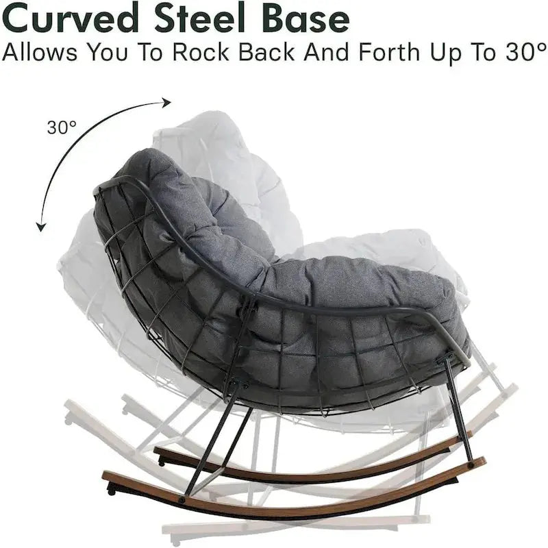 Oversized Outdoor Rocking Egg Chair – Indoor/Outdoor Lounge with Cushioned Upholstery