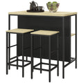 HOMCOM Bar-Set, 2 Barstühle & 1 Bartisch, fleckenresistent, stabil, Stahlrahmen, Schwarz/Eiche
