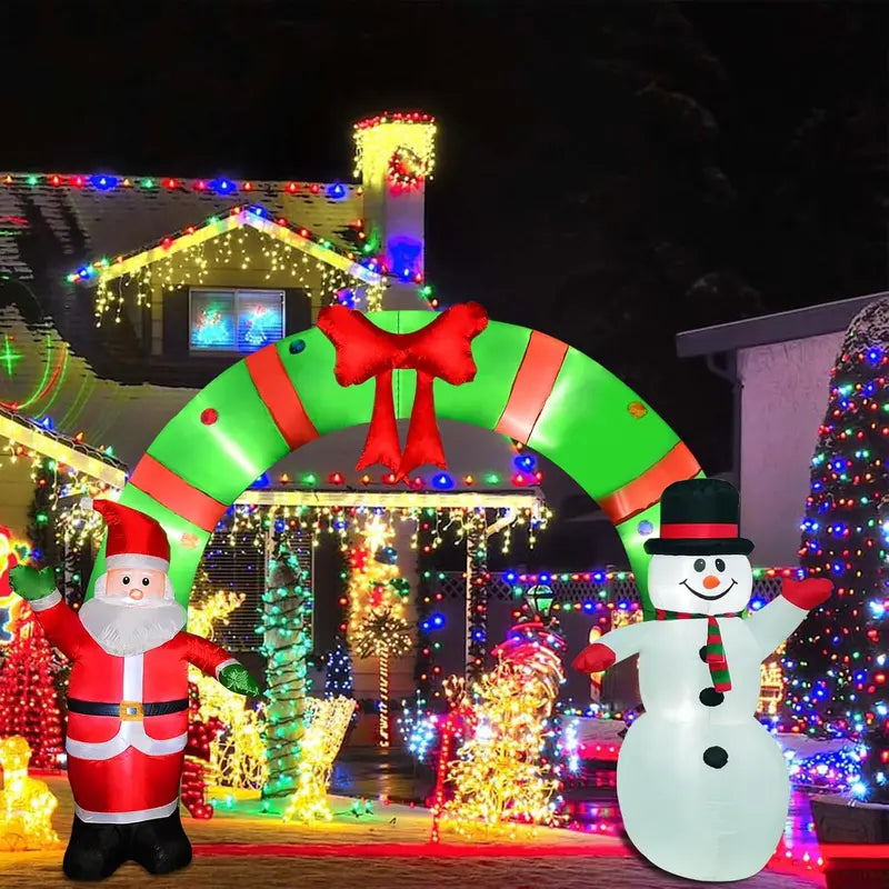 OILCUP 12FT Christmas Inflatable Archway with Santa & Snowman, Built-in LED Lights for Indoor/Outdoor Holiday Decor