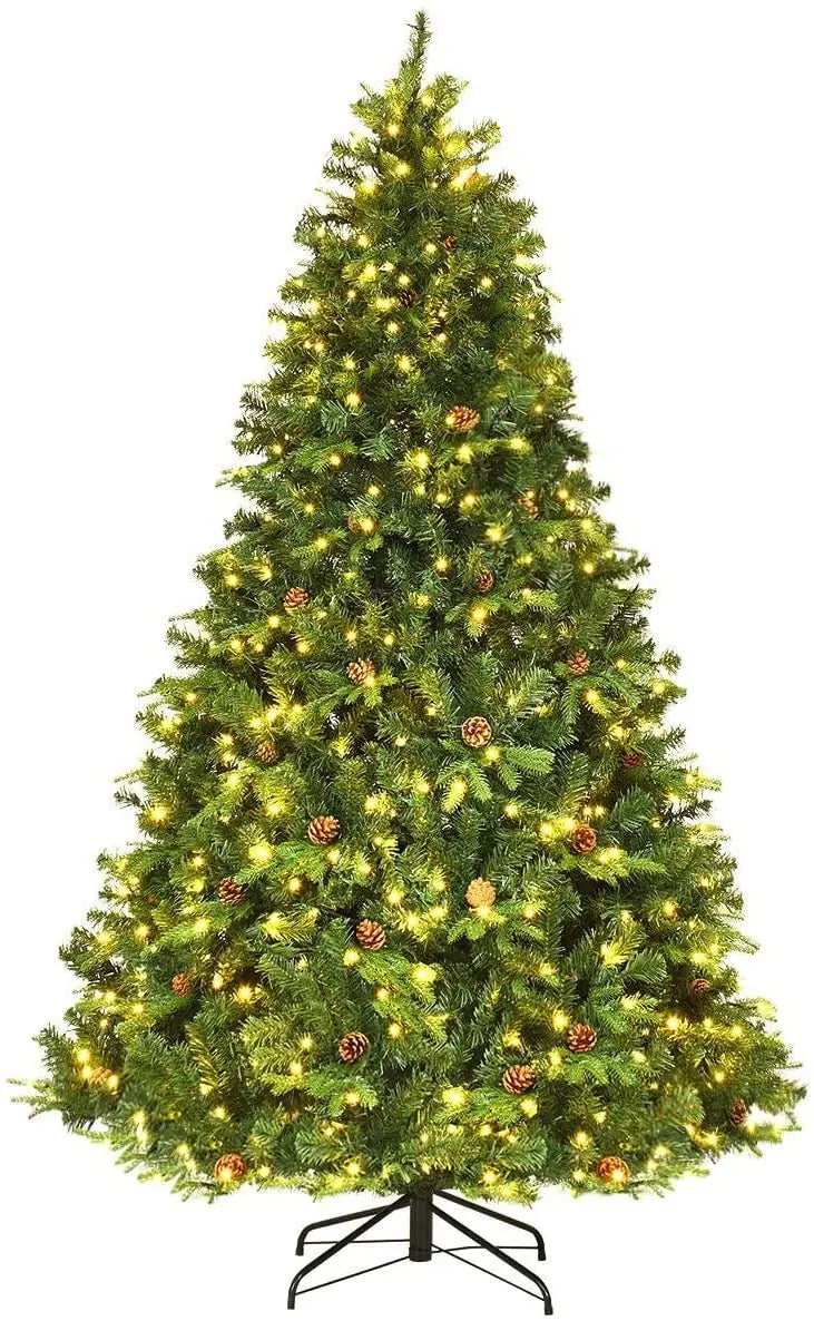 Premium Hinged Pre-Lit Spruce Christmas Tree – 540 Warm White LED Lights Included