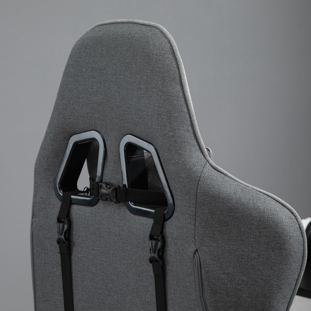 Vinsetto Bürostuhl Computerstuhl Drehstuhl mit abnehmbarem Kopf- und Lendenkissen Wippenfunktion ergonomischer Schreibtischstuhl drehbar höhenverstellbar mit Fußstütze PP Grau 73x57x127-135 cm