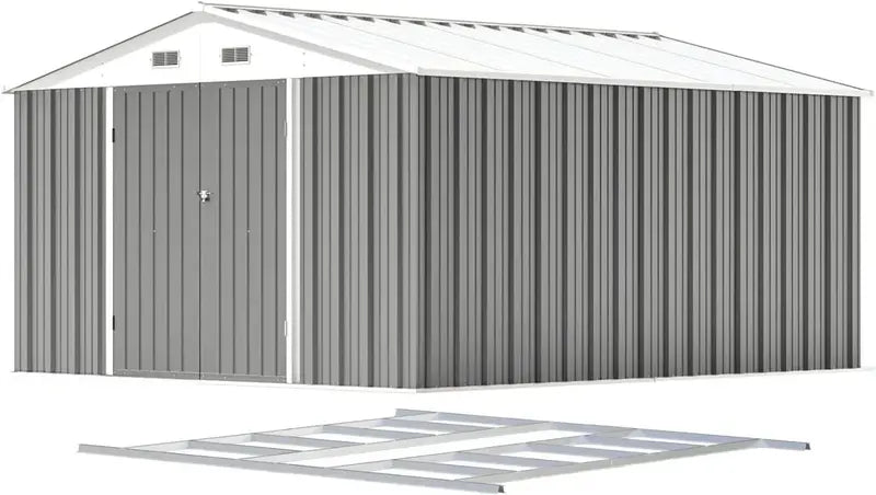 Patiowell 5′ x 3′ Lockable Metal Tool Shed – Sloped-Roof Outdoor Storage Unit for Yard and Garage