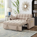 Versatile Tufted Loveseat Sofa Bed: Pull-Out Sleeper with Adjustable Backrest & Built-In Storage Pockets