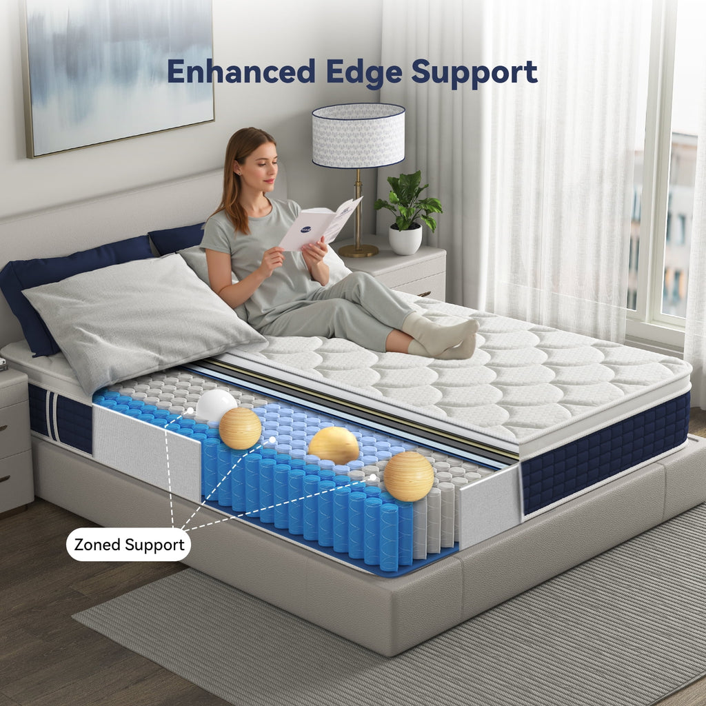Sailvan Full Size Mattress, 12 in Memory Foam Mattress in a Box, Medium Firm Mattress Full Size with Upgrade 7 - Zone Support, Motion Isolation & Certipur - US for Pressure Relief, Black