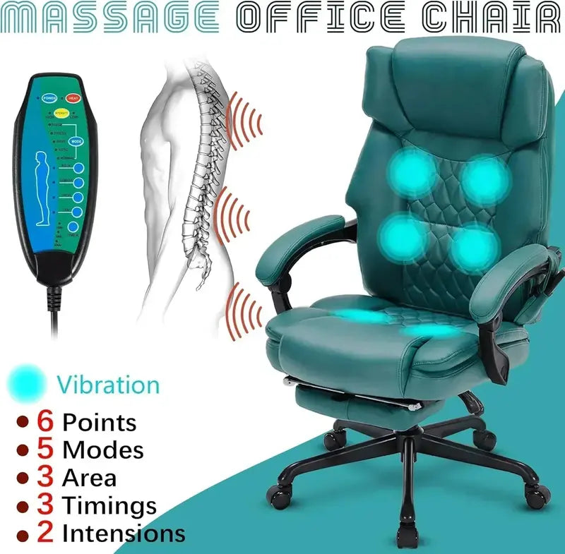 Vibrating Office Chair – 6-Point Heating & Massage Function for Home or Workspace