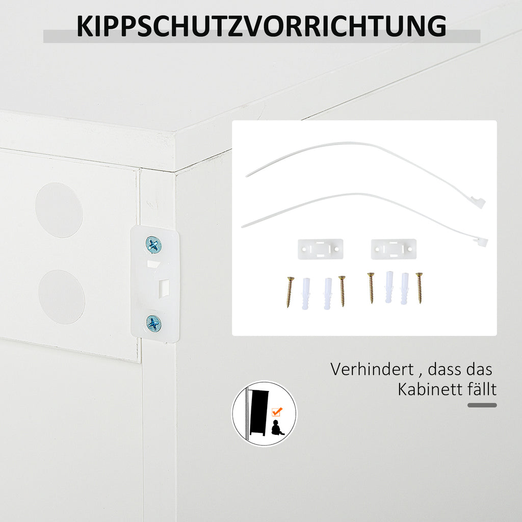 HOMCOM Sideboard Kommode Anrichte, 2 Schubladen, Push-Click, 117 cm x 36 cm x 74 cm, Weiß