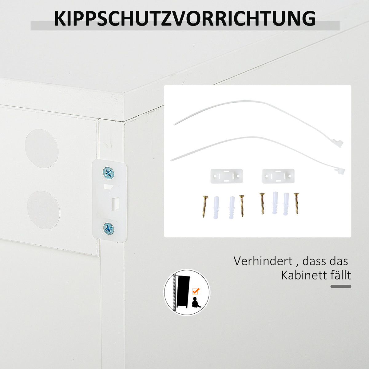 HOMCOM Sideboard Kommode Anrichte, 2 Schubladen, Push-Click, 117 cm x 36 cm x 74 cm, Weiß