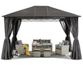 10x12 Hardtop Patio Gazebo with Curtains and Netting by ABCCANOPY