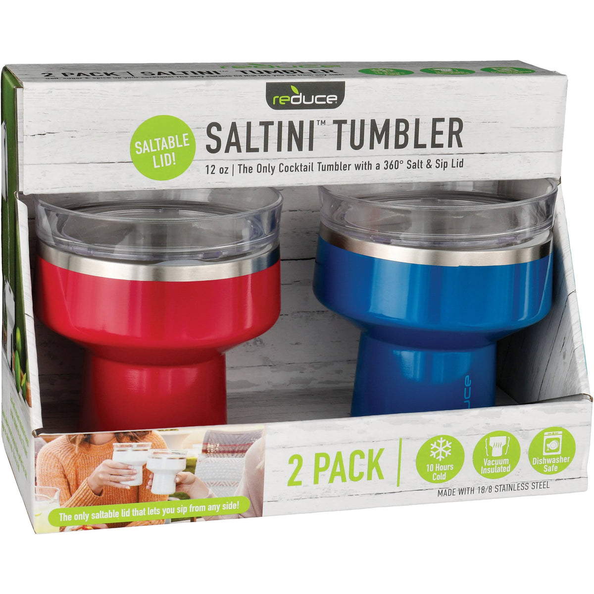 Reduce 12oz Stainless Steel Saltable Lid Vacuum Insulated Saltini Tumbler 2pk