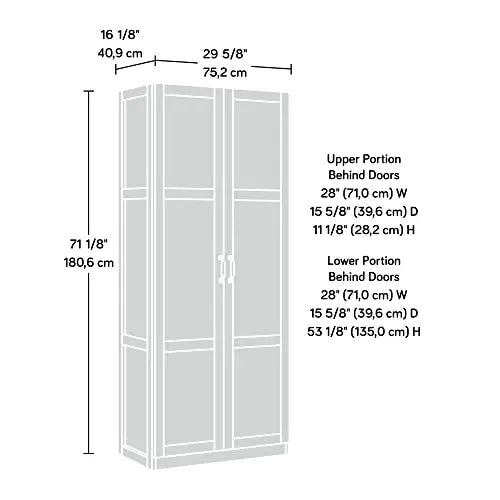 Sauder Select Storage Cabinet, L: 29.61  x W: 16.02  x H: 71.50 , White Finish
