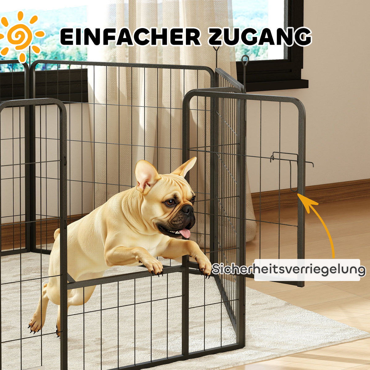 PawHut Hundezaun, Haustiergehege, 6 Paneele, Stahl, faltbar, Grau