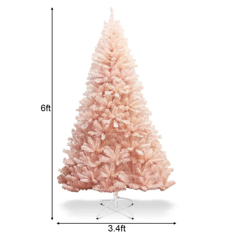Pink Artificial Christmas Tree – 6ft or 7ft Unlit Premium Hinged Spruce Full-Profile Tree