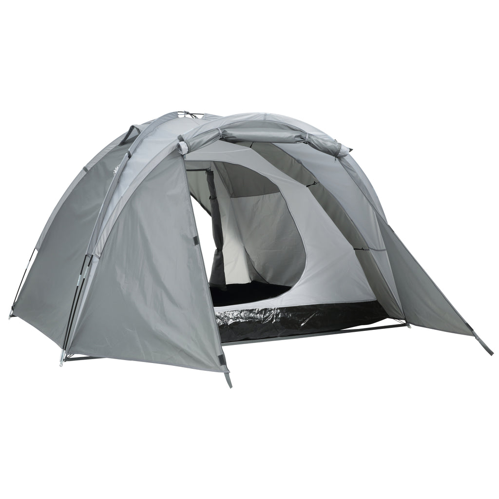 Outsunny Campingzelt für 2-3 Personen Glasfaser Tür mit Reißverschluss Meshfenster inkl. Transporttasche Kuppelzelt 190T Kunstleder2000mm Glasfaser Grau