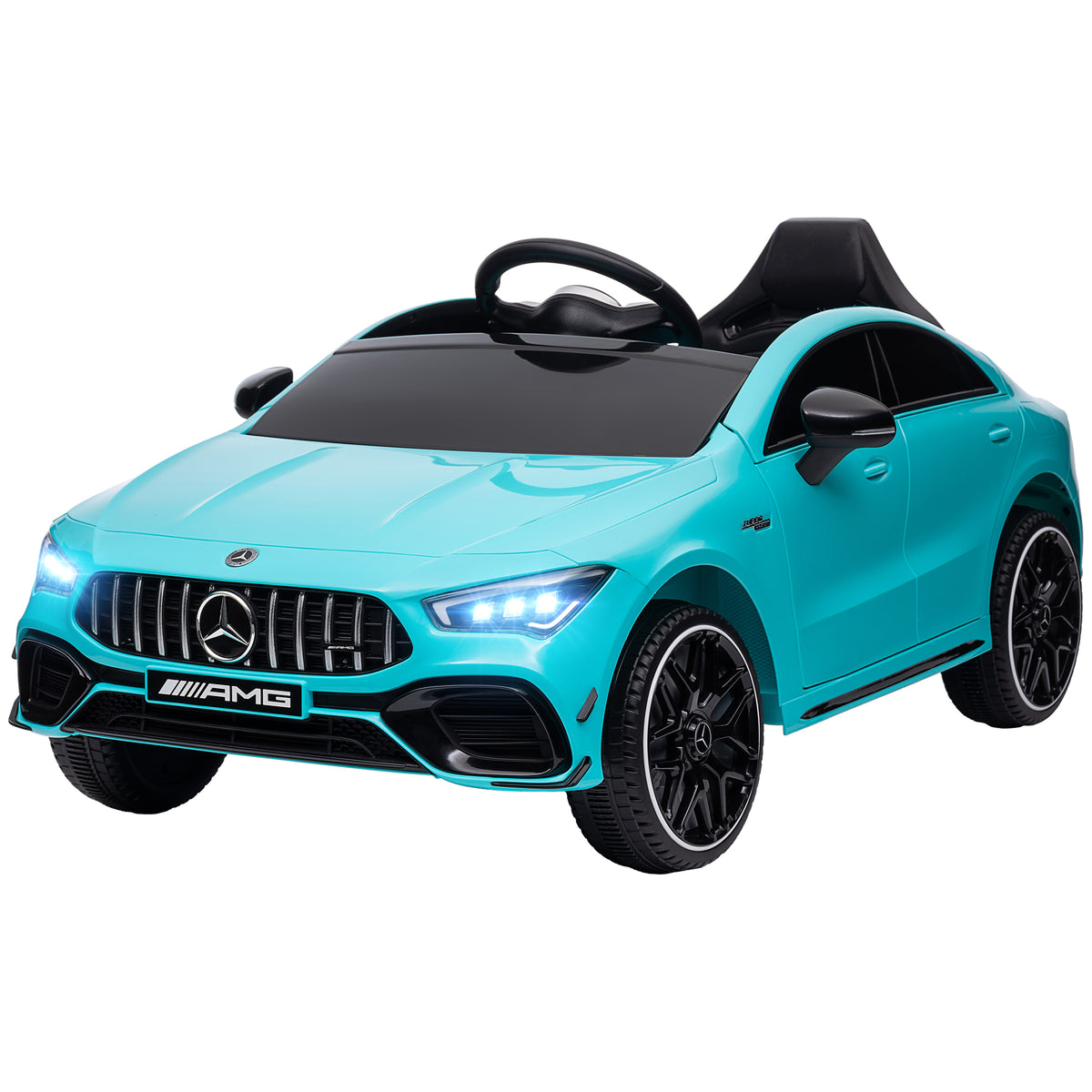 AIYAPLAY Kinder-Elektroauto, fernsteuerbar, mit Transportrollen, LED-Lichter, Hupe, für Kinder von 3-6 Jahren, Hellblau