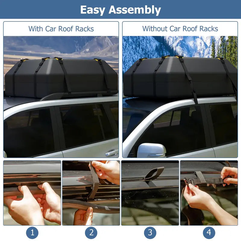 Roof-Mount Cargo Carrier Bag – 15 or 21 Cu.Ft Expandable Travel Storage