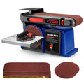 WORKPRO 4″ x 36″ Belt & 6″ Disc Sander Combo – Cast Iron Base with 6 Sanding Belts for Woodworking