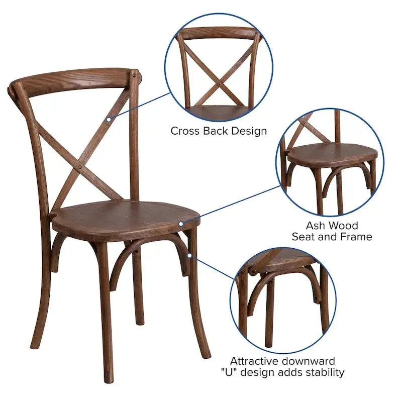 Rustic Farmhouse Folding Dining Set – 8-Foot Table with 10 Cross-Back Chairs and Seat Cushions