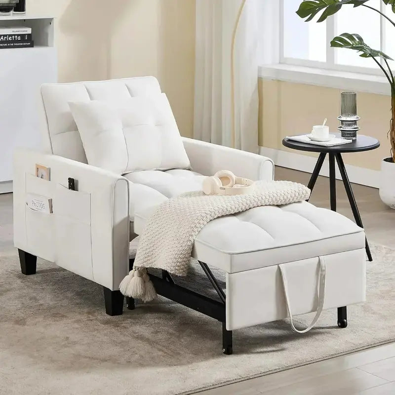 Velvet 3-in-1 Sleeper Chair – Compact Pull-Out Sofa Bed with Luxe Upholstery
