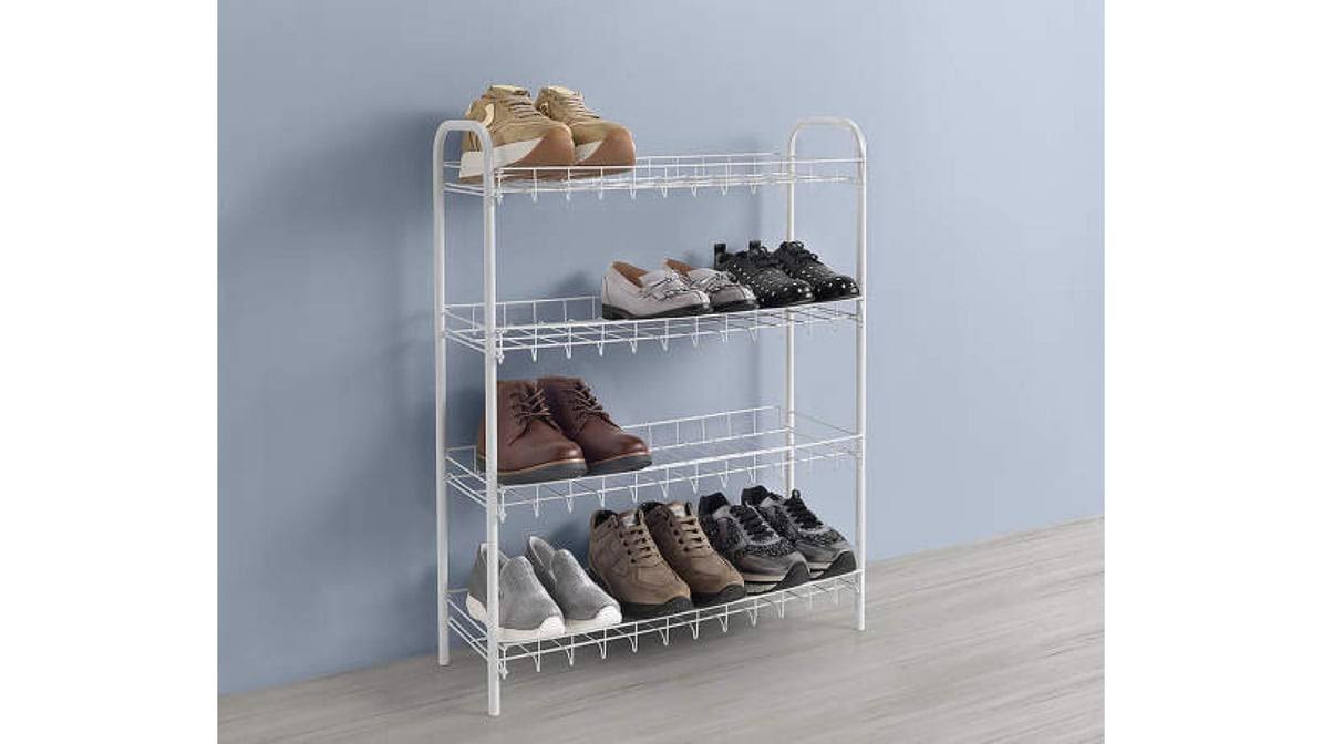 Real Living - White 4-Tier Wire Shoe Rack