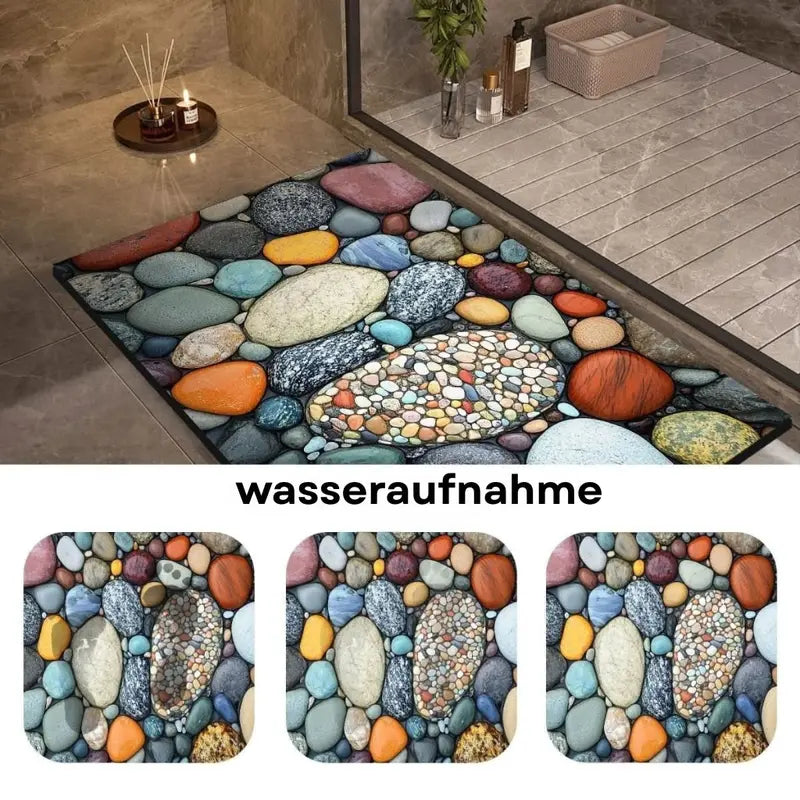 Quick-Drying Stone-Textured Bath Mat with Anti-Slip Base