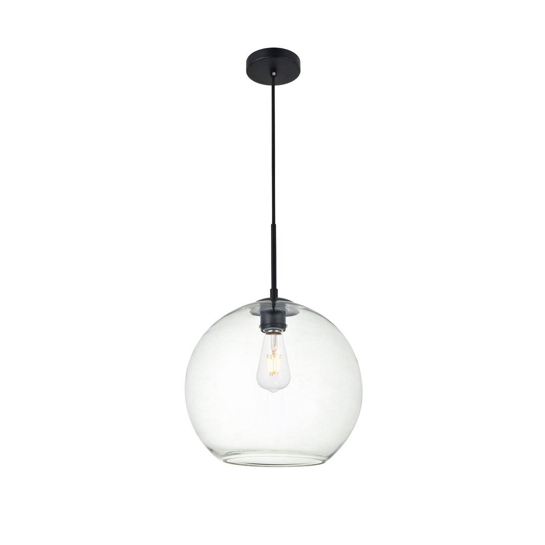 Snead 1 - Light Single Globe Pendant Mercury Row Finish: Black, Shade Color: Clear, Size: 11.8" H x 11.8" W x 11.8" D