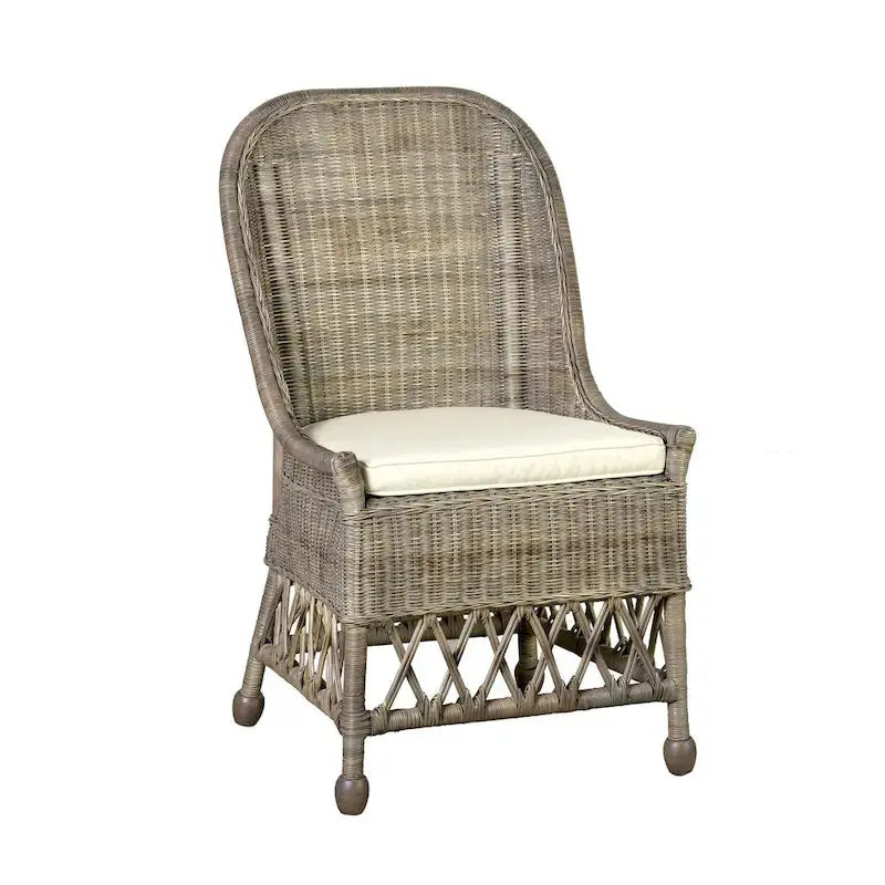 Natural Rattan Dining Accent Chair – Cushioned Seat by East at Main